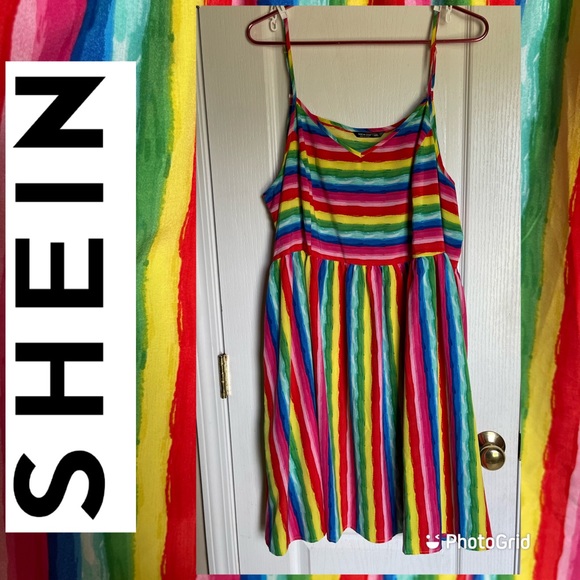SHEIN Dresses & Skirts - Shein nwot 4x rainbow sundress